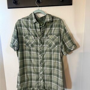 Kuhl Olive Plaid Casual Button Down Shirt